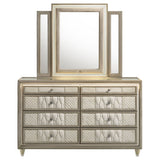 Lorient Ivory/Camel 8-drawer LED Dresser with Mirror - Ornate Home