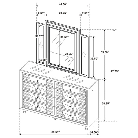 Lorient Ivory/Camel 8-drawer LED Dresser with Mirror - Ornate Home