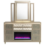 Lorient Ivory/Camel 8-drawer LED Flame Box Dresser and Mirror - Ornate Home