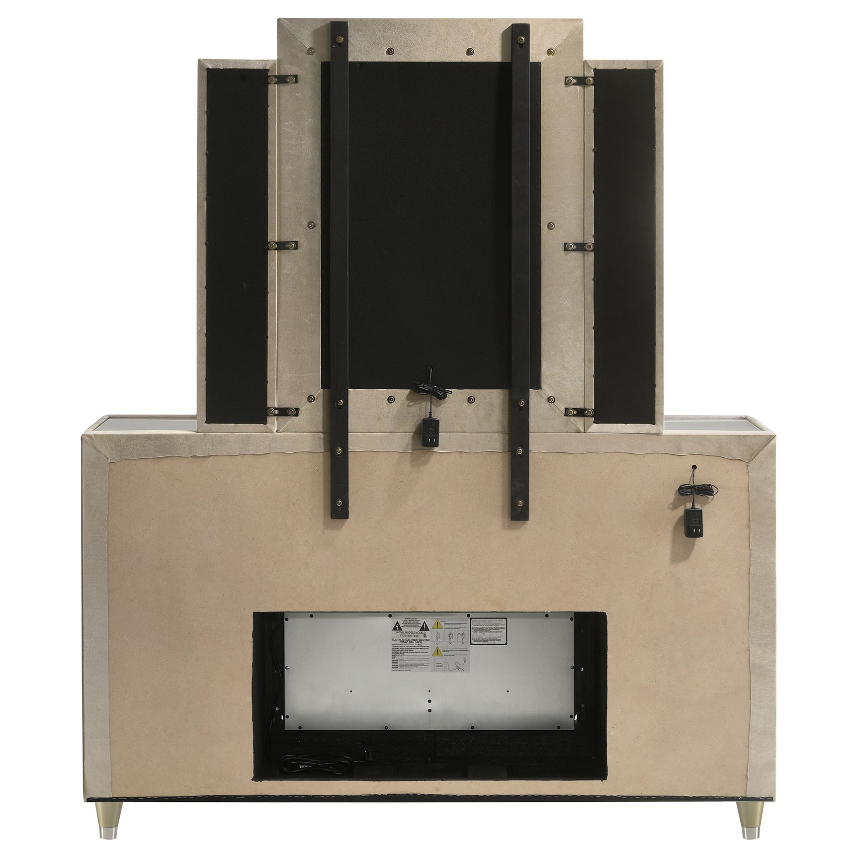 Lorient Ivory/Camel 8-drawer LED Flame Box Dresser and Mirror - Ornate Home