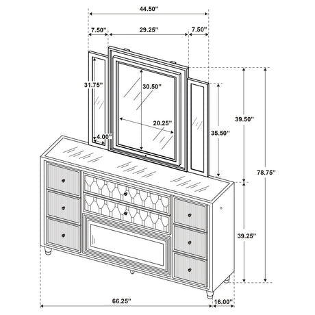 Lorient Ivory/Camel 8-drawer LED Flame Box Dresser and Mirror - Ornate Home