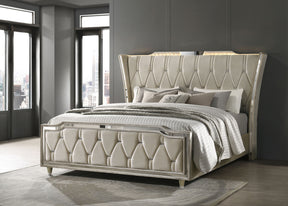 Lorient Ivory/Camel California King LED Upholstered Bed - Ornate Home