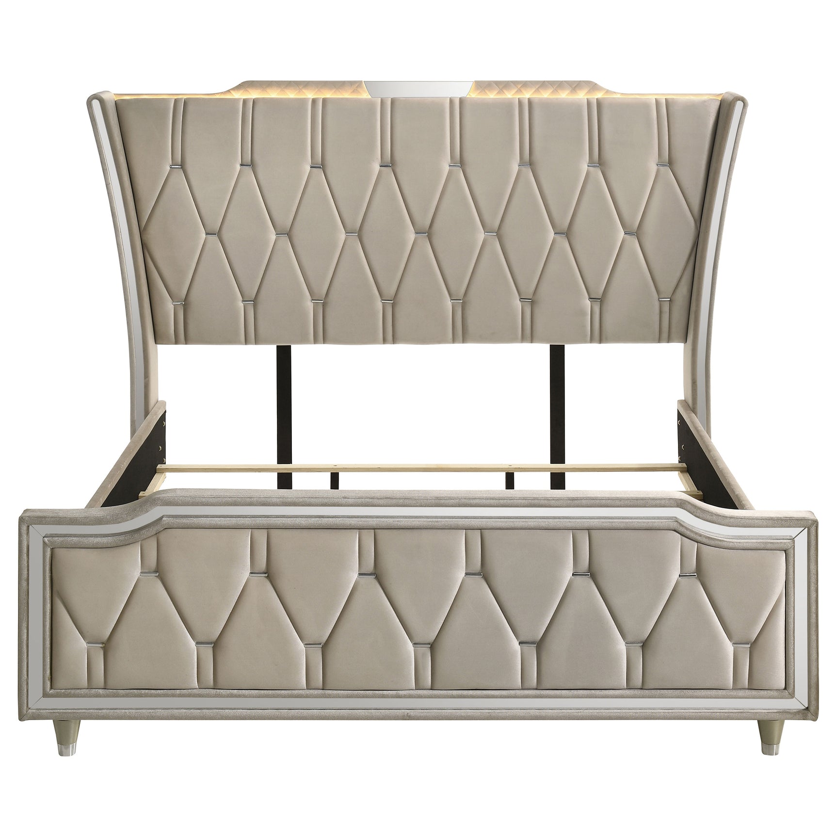 Lorient Ivory/Camel California King LED Upholstered Bed - Ornate Home
