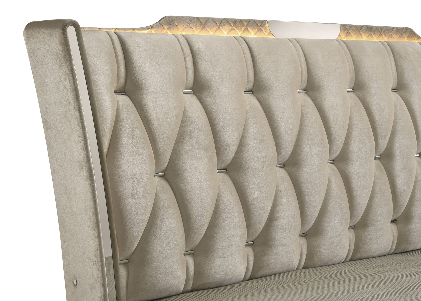 Lorient Ivory/Camel California King LED Upholstered Bed - Ornate Home