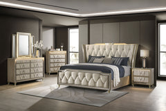 Lorient Ivory/Camel California King LED Upholstered Bed - Ornate Home