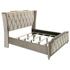 Lorient Ivory/Camel Eastern King LED Upholstered Bed - Ornate Home