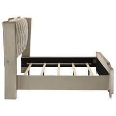 Lorient Ivory/Camel Queen LED Upholstered Wingback Bed - Ornate Home