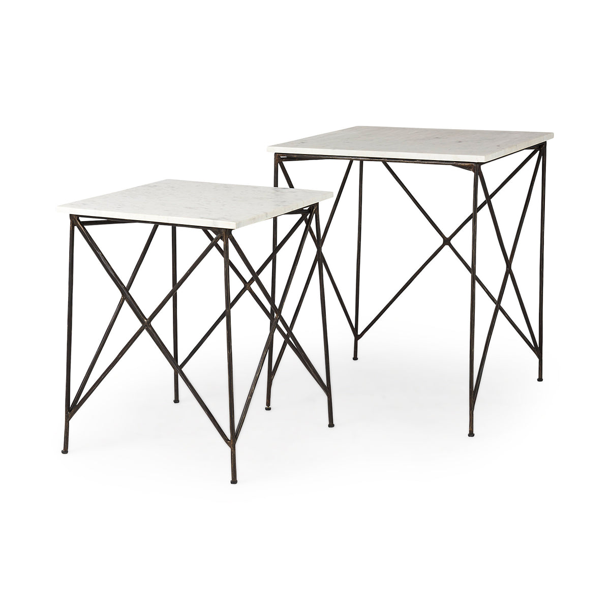 Lorlei White/Gray Marble Top End and Side Table - Ornate Home