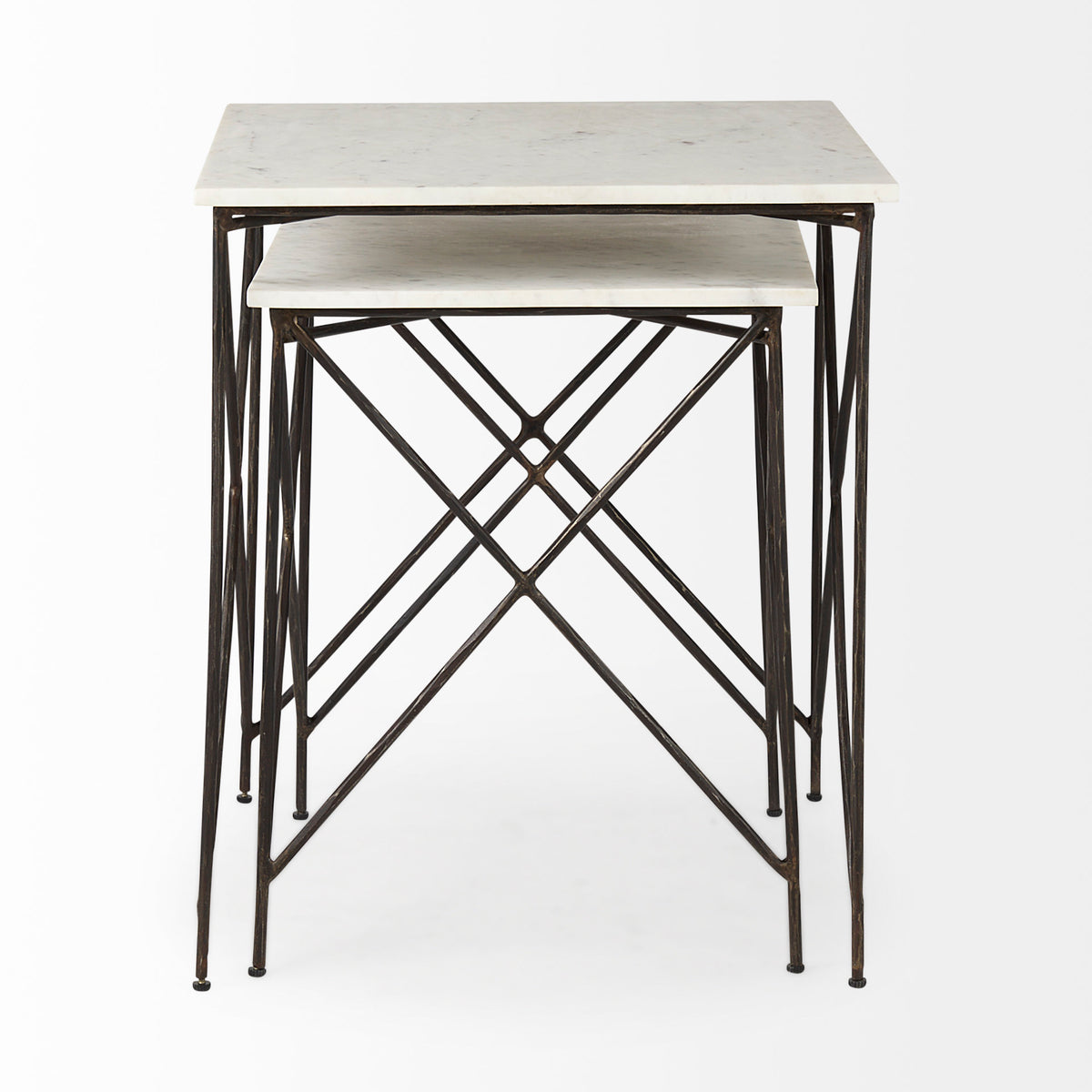 Lorlei White/Gray Marble Top End and Side Table - Ornate Home