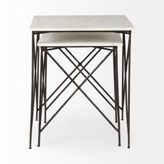 Lorlei White/Gray Marble Top End and Side Table