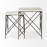 Lorlei White/Gray Marble Top End and Side Table - Ornate Home