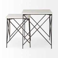 Lorlei White/Gray Marble Top End and Side Table