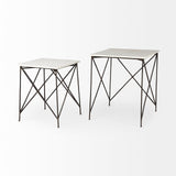 Lorlei White/Gray Marble Top End and Side Table - Ornate Home