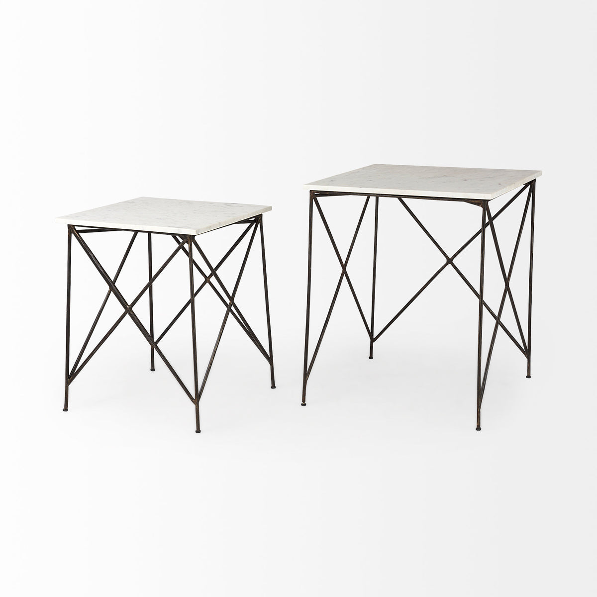 Lorlei White/Gray Marble Top End and Side Table - Ornate Home