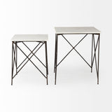 Lorlei White/Gray Marble Top End and Side Table - Ornate Home