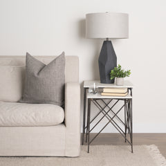 Lorlei White/Gray Marble Top End and Side Table