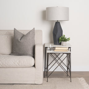 Lorlei White/Gray Marble Top End and Side Table - Ornate Home