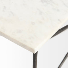 Lorlei White/Gray Marble Top with X-Shaped Iron Base Coffee Table