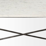 Lorlei White/Gray Marble Top with X-Shaped Iron Base Coffee Table