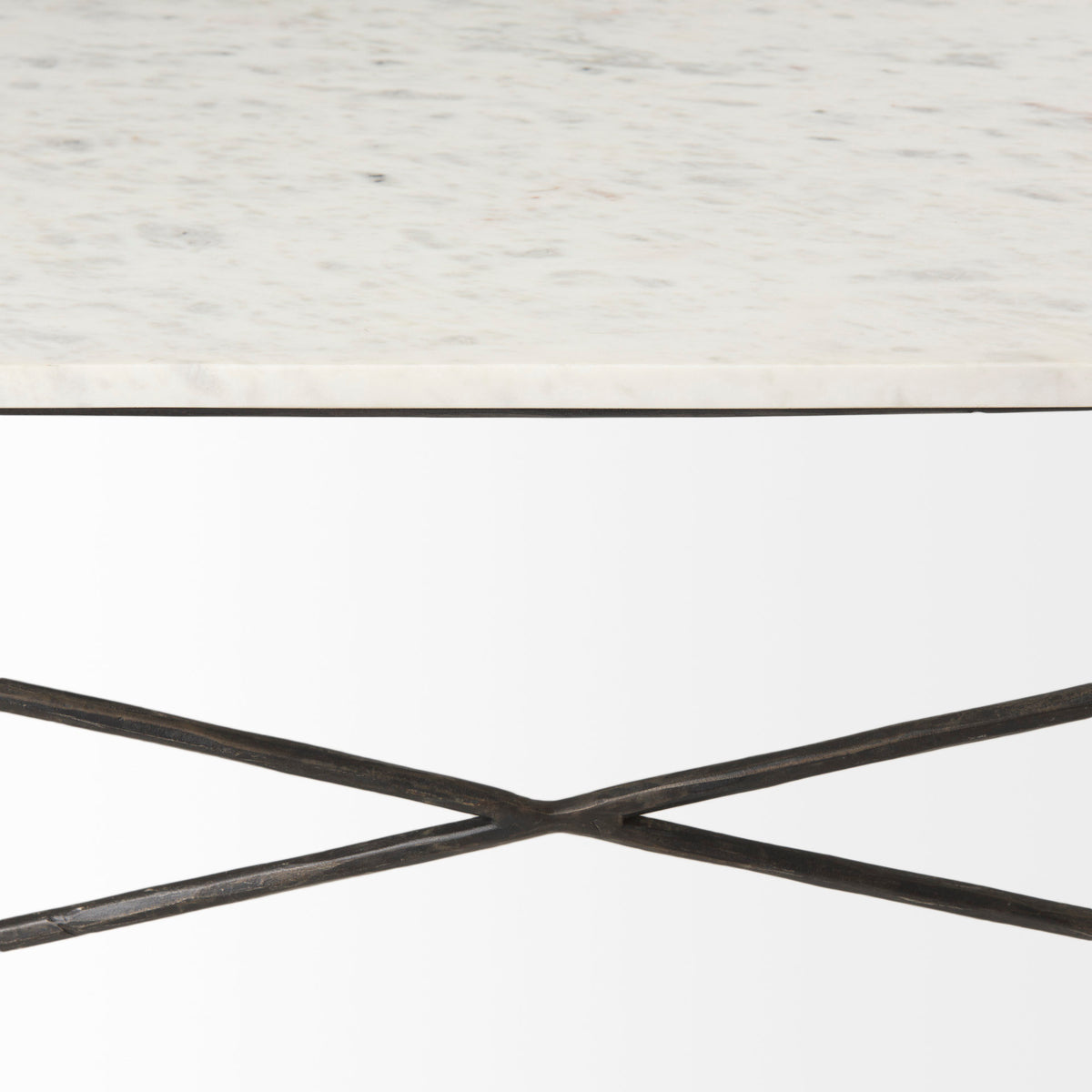 Lorlei White/Gray Marble Top with X-Shaped Iron Base Coffee Table