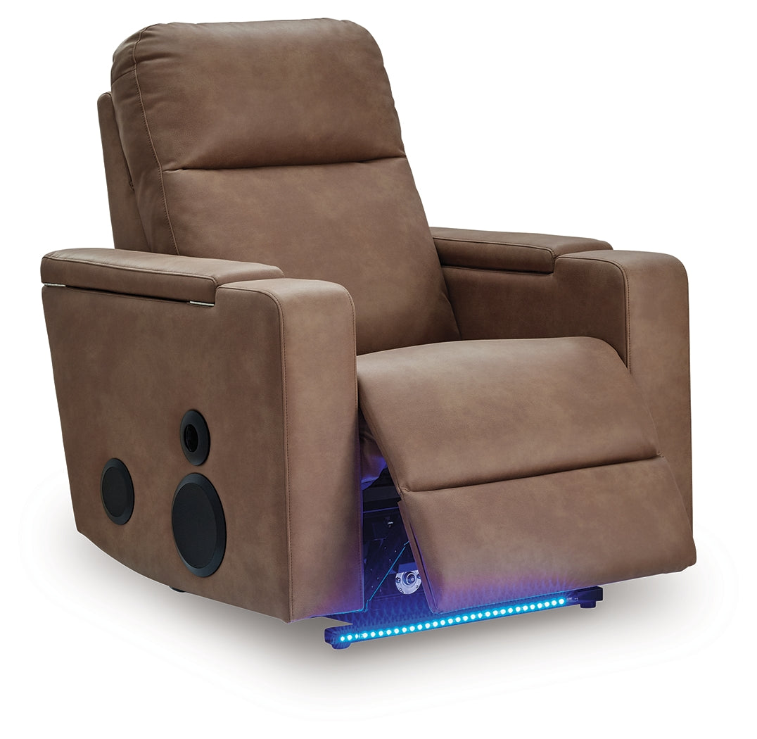 Lorrenton Caramel Glider PWR REC w/Audio System - Ornate Home