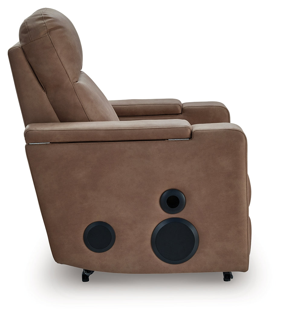 Lorrenton Caramel Glider PWR REC w/Audio System - Ornate Home