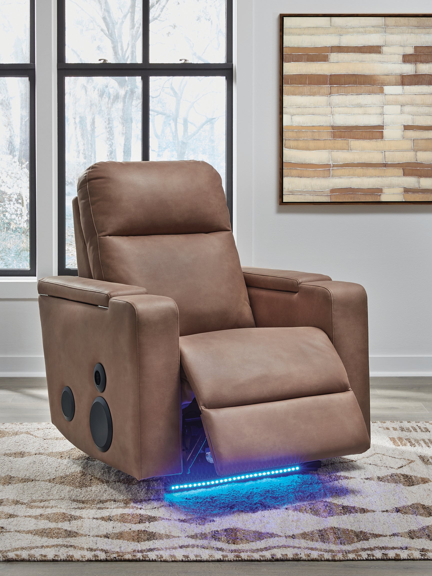 Lorrenton Caramel Glider PWR REC w/Audio System - Ornate Home