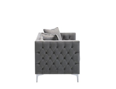 Lorreto Gray 63"W Velvet Loveseat - Ornate Home
