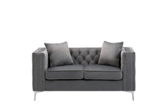 Lorreto Gray 63"W Velvet Loveseat - Ornate Home