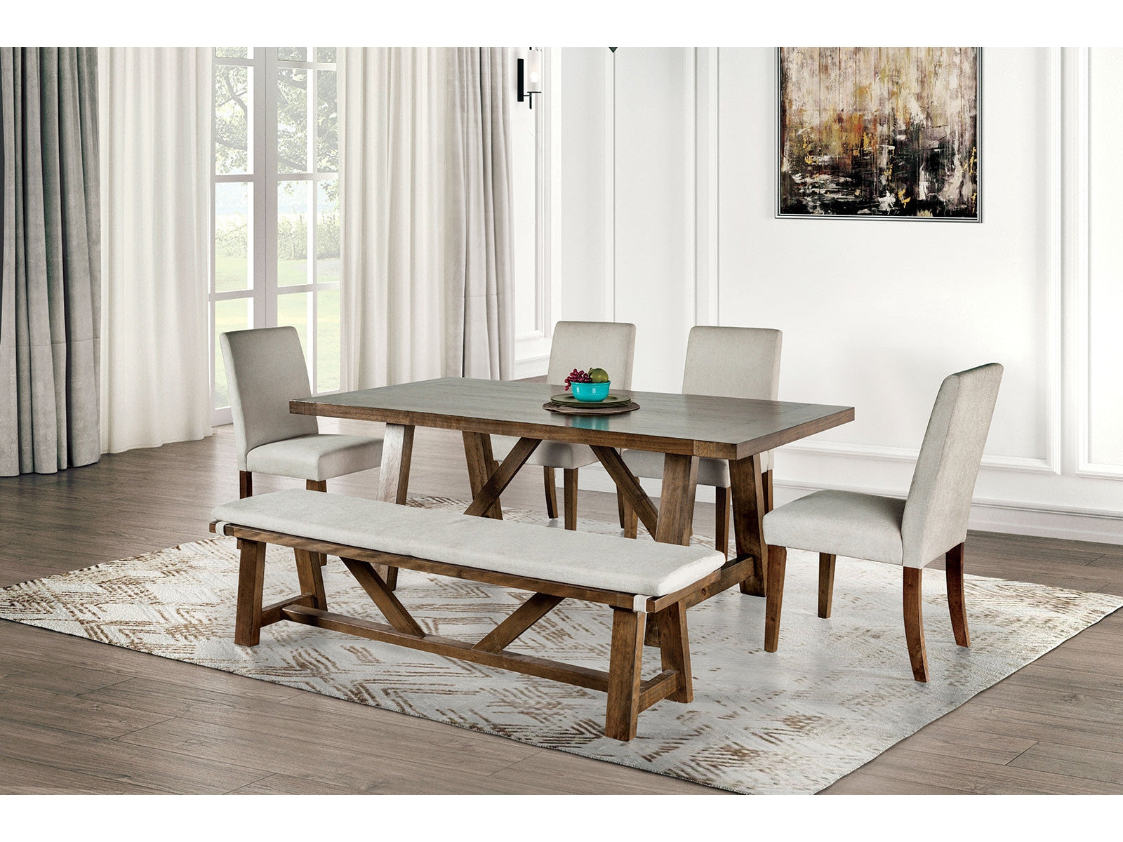 Losone Brown 6 Pc. Dining Room Set w/ Bench - Ornate Home