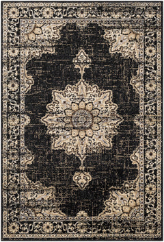 Lostwithiel Black Medallion Rug - Ornate Home