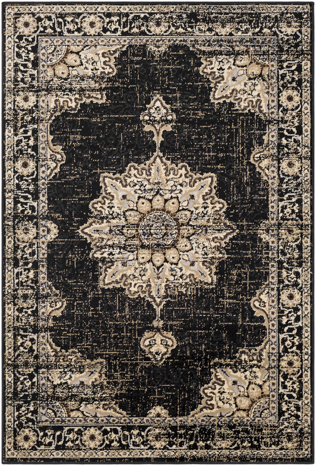 Lostwithiel Black Medallion Rug - Ornate Home