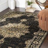 Lostwithiel Black Medallion Rug - Ornate Home