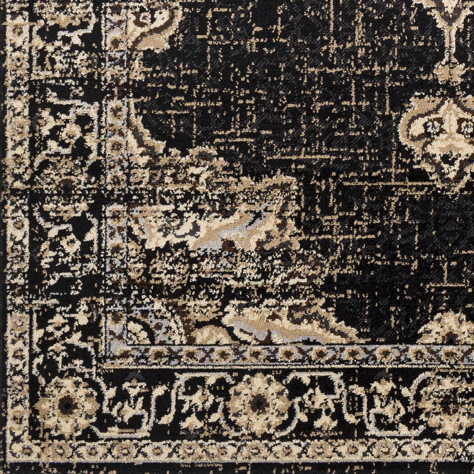 Lostwithiel Black Medallion Rug - Ornate Home