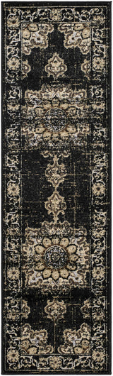 Lostwithiel Black Medallion Rug - Ornate Home