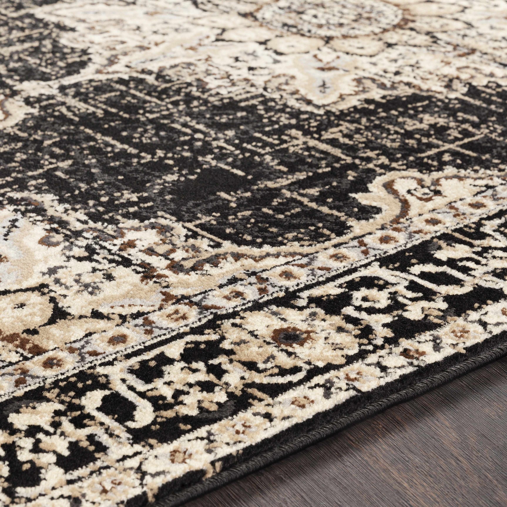 Lostwithiel Black Medallion Rug - Ornate Home