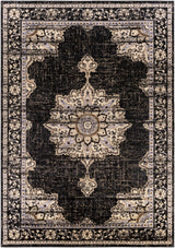 Lostwithiel Black Medallion Rug - Ornate Home