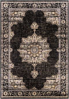 Lostwithiel Black Medallion Rug - Ornate Home