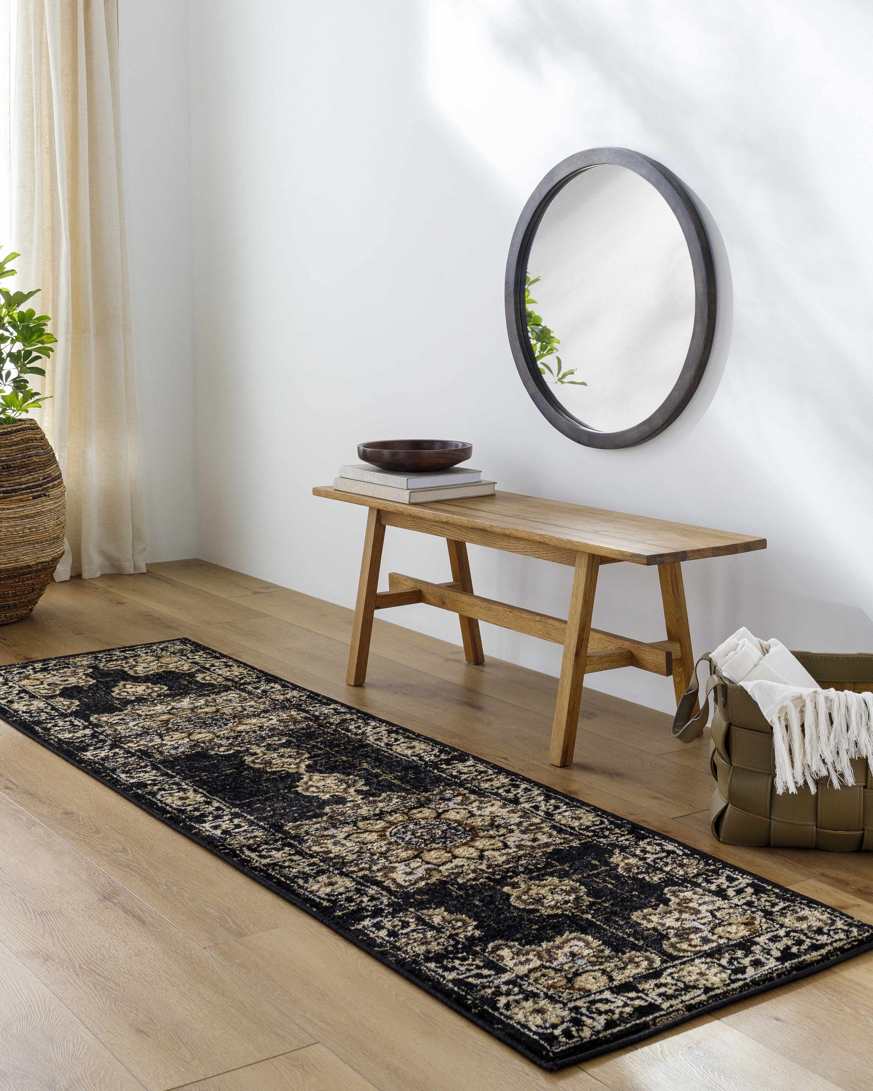 Lostwithiel Black Medallion Rug - Ornate Home