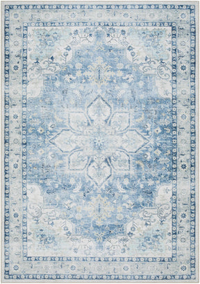 Lotan Blue Medallion Washable Area Rug - Clearance - Ornate Home