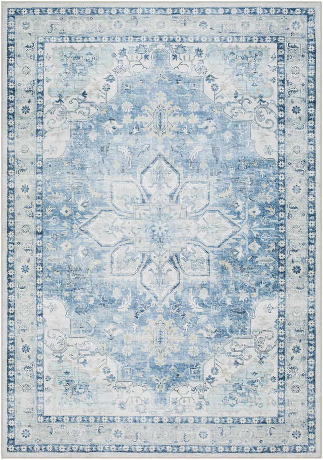 Lotan Blue Medallion Washable Area Rug - Clearance - Ornate Home