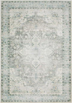 Lotan Green Medallion Washable Area Rug - Ornate Home