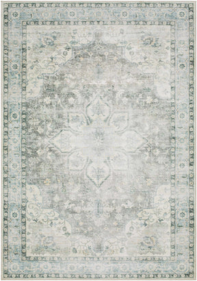 Lotan Green Medallion Washable Area Rug - Ornate Home