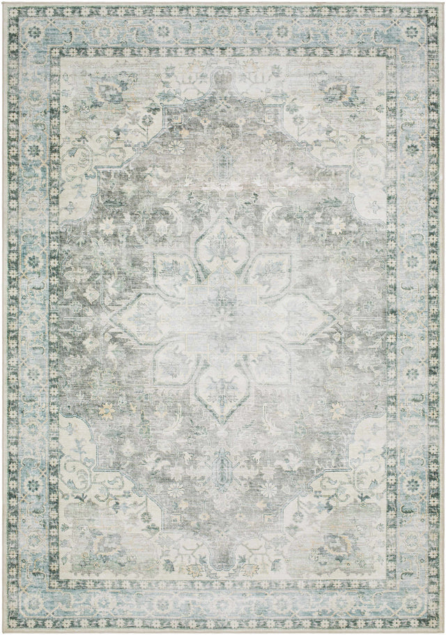 Lotan Green Medallion Washable Area Rug - Ornate Home