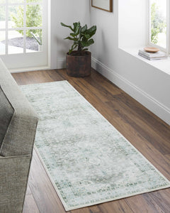 Lotan Green Medallion Washable Area Rug - Ornate Home