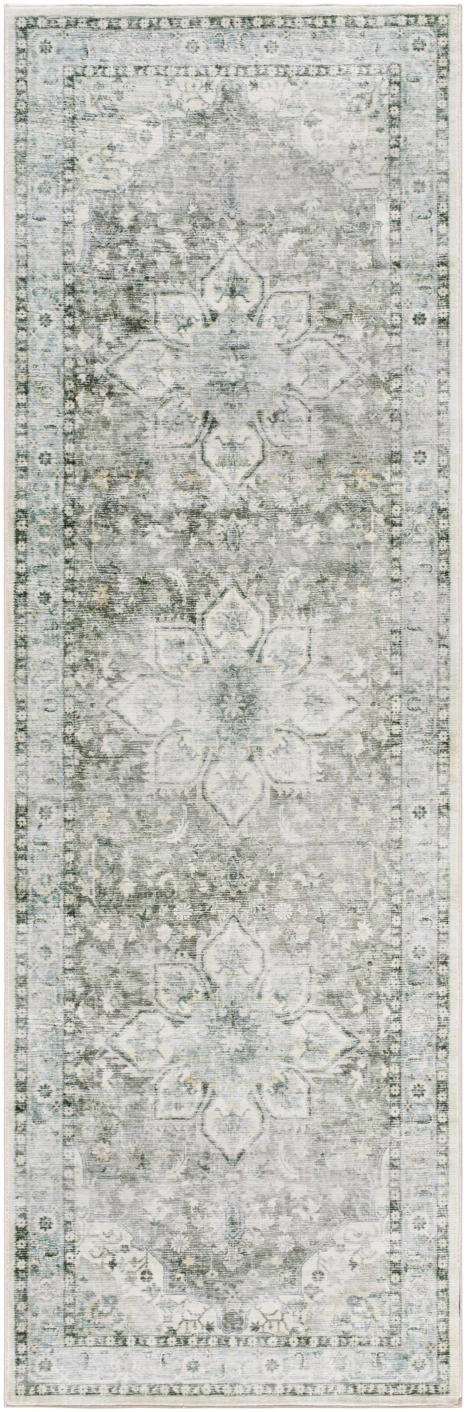 Lotan Green Medallion Washable Area Rug - Ornate Home