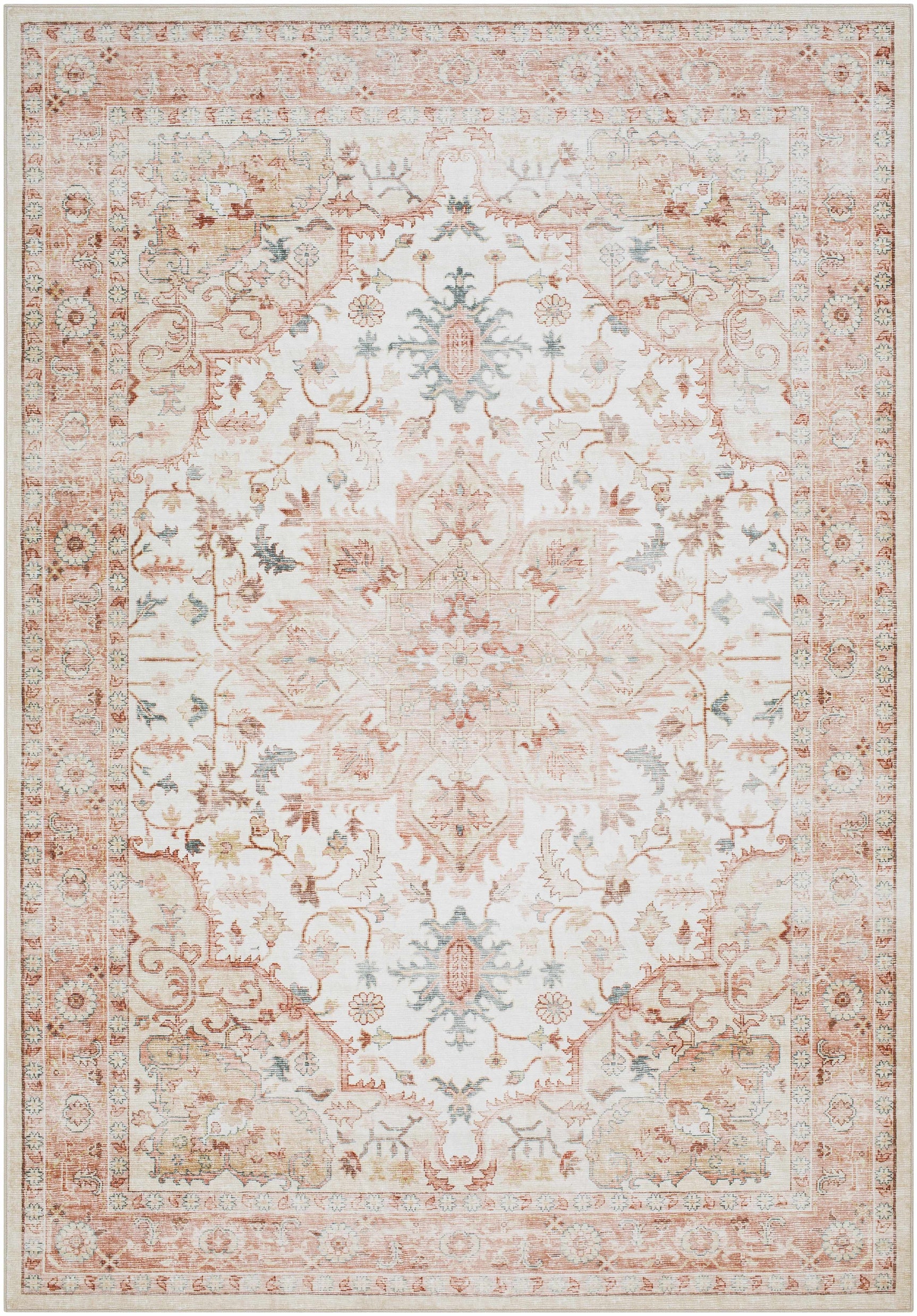 Lotan Pink Medallion Washable Area Rug - Clearance - Ornate Home
