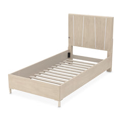 Lotus Bay Sand Twin Panel Bed with LED Lights - Ornate Home