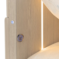 Lotus Bay Sand Twin Panel Bed with LED Lights - Ornate Home
