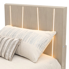 Lotus Bay Sand Twin Panel Bed with LED Lights - Ornate Home